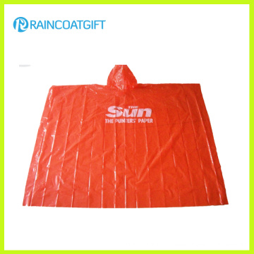 Poncho de lluvia desechable rojo promocional de PE